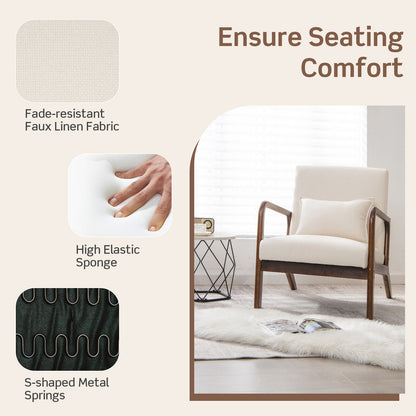 Accent Chair with Lumbar Pillow and Rubber Wood Frame