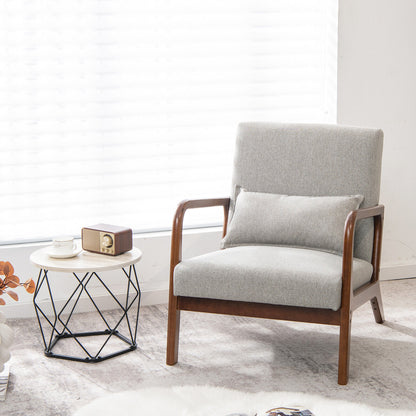 Accent Chair with Lumbar Pillow and Rubber Wood Frame