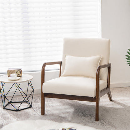 Accent Chair with Lumbar Pillow and Rubber Wood Frame