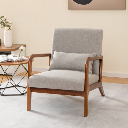 Accent Chair with Lumbar Pillow and Rubber Wood Frame