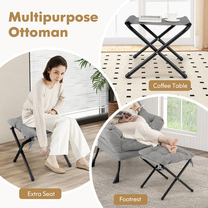 Accent Chair with Folding Footrest and Head Pillow