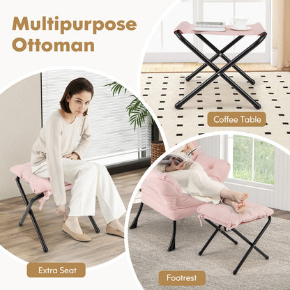Accent Chair with Folding Footrest and Head Pillow
