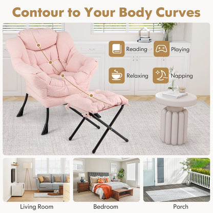 Accent Chair with Folding Footrest and Head Pillow