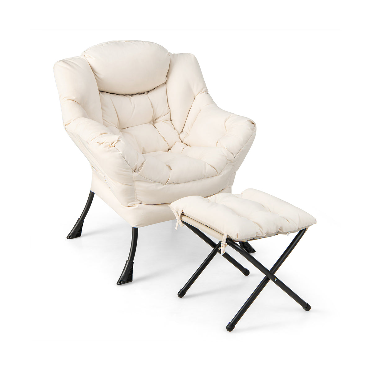 Accent Chair with Folding Footrest and Side Pocket