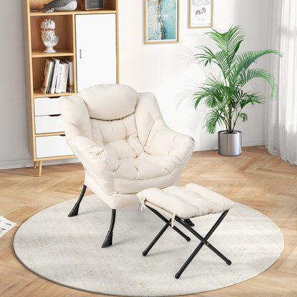 Accent Chair with Folding Footrest and Side Pocket