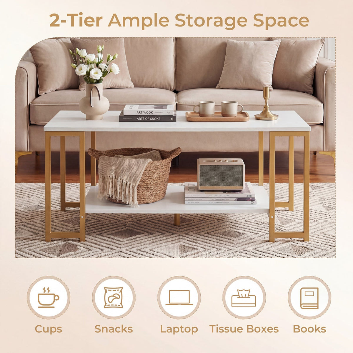 Modern Accent Table with Open Storage Shelf for Apartment and Lounge