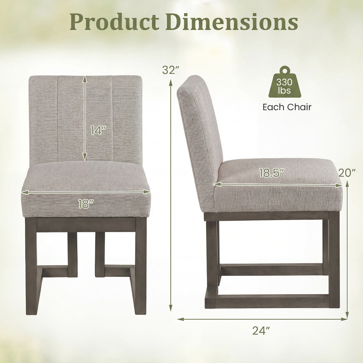 Upholstered Dining Chairs Set of 2 with Padded Seat