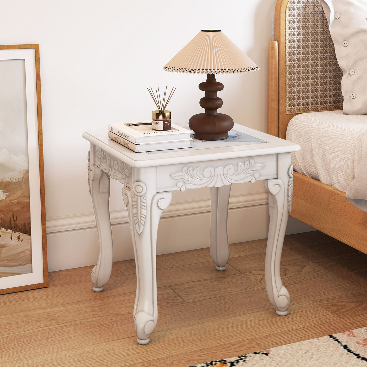 Modern Glass Coffee Table with Clear Tempered Top and Rubber Wood Base