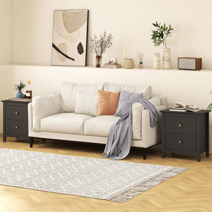 Modern Nightstand with 2 Drawers for Small Spaces