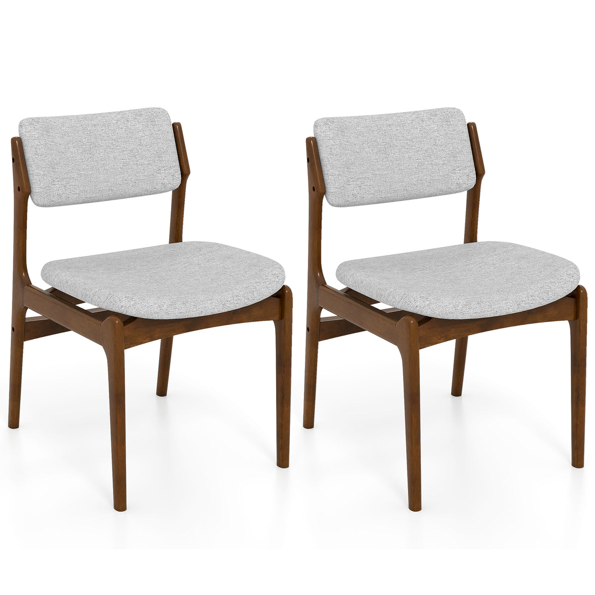 Padded Dining Chairs Set of 2 with Rubber Wood Legs