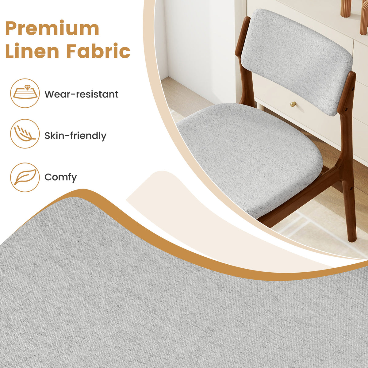 Padded Dining Chairs Set of 2 with Rubber Wood Legs