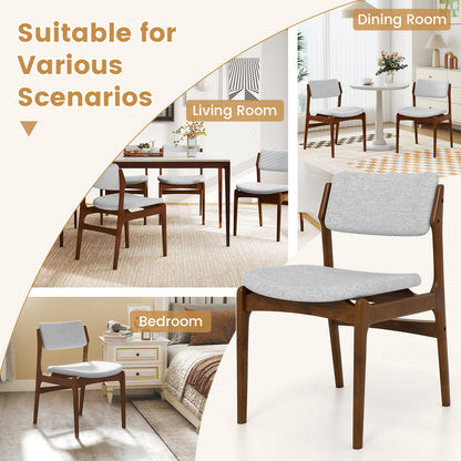Padded Dining Chairs Set of 2 with Rubber Wood Legs