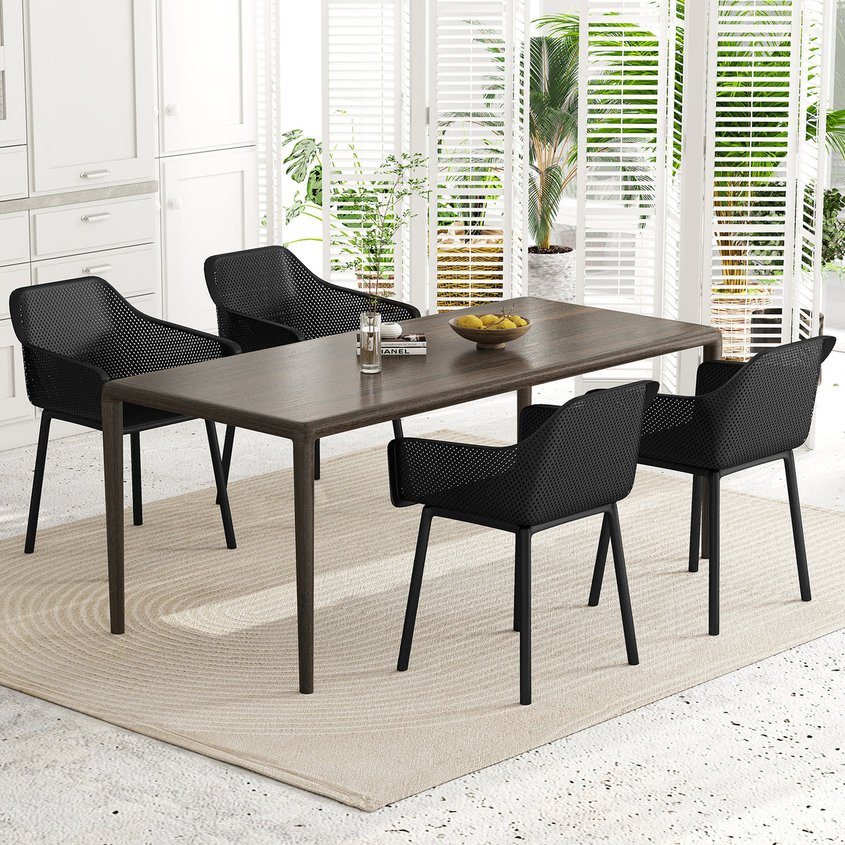 Dining Chairs Set of 2 with Mesh Backrest and Armrests