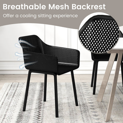 Dining Chairs Set of 2 with Mesh Backrest and Armrests
