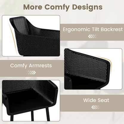 Dining Chairs Set of 2 with Mesh Backrest and Armrests