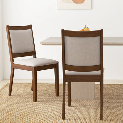 Modern Dining Upholstered Kitchen Chair Set of 2 with Padded Backrest-Brown