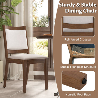 Modern Dining Upholstered Kitchen Chair Set of 2 with Padded Backrest-Brown