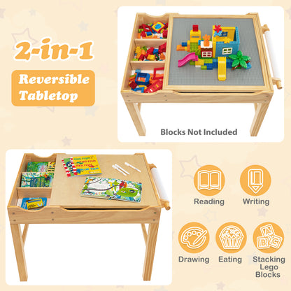 Kids Multi-Activity Play Table with Storage & Paper Roll