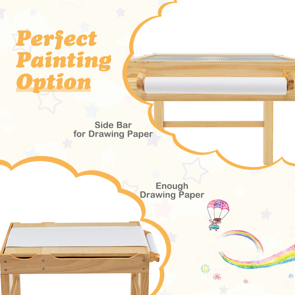 Kids Multi-Activity Play Table with Storage & Paper Roll
