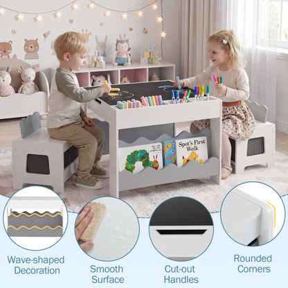 Kids Activity Table and Chair Set with Reversible Tabletop
