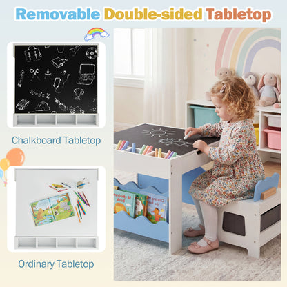 Kids Activity Table and Chair Set with Reversible Tabletop