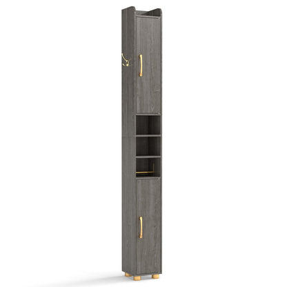 Narrow Bathroom Storage Cabinet with Shelves & Paper Holder