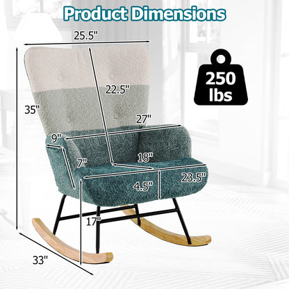Nursery Rocking Chair with Ergonomic High Backrest