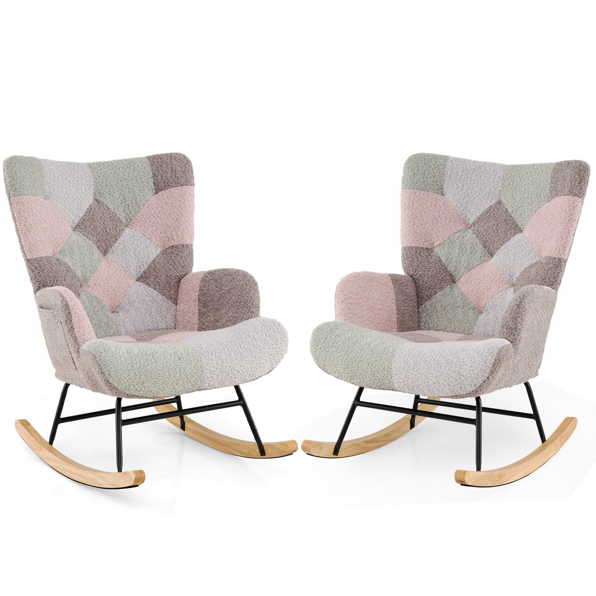 Rocking Chair with Ergonomic Armrests and High Backrest