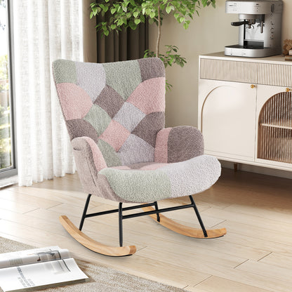 Rocking Chair with Ergonomic Armrests and High Backrest