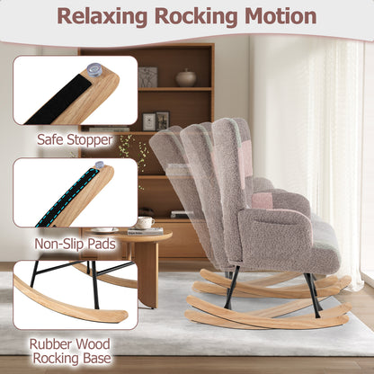 Rocking Chair with Ergonomic Armrests and High Backrest