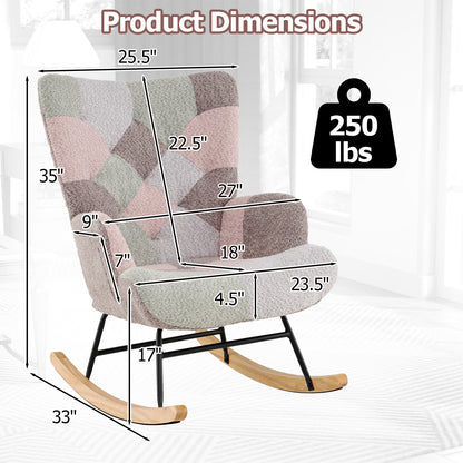 Rocking Chair with Ergonomic Armrests and High Backrest