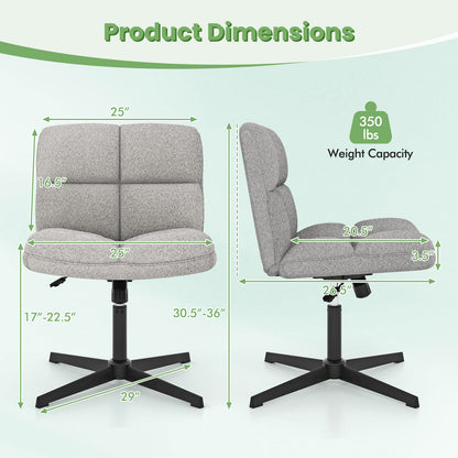 Armless Office Chair with Lamb Fleece & Adjustable Height