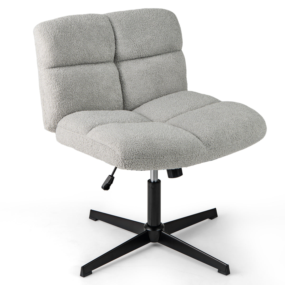 Armless Office Chair with Lamb Fleece & Adjustable Height