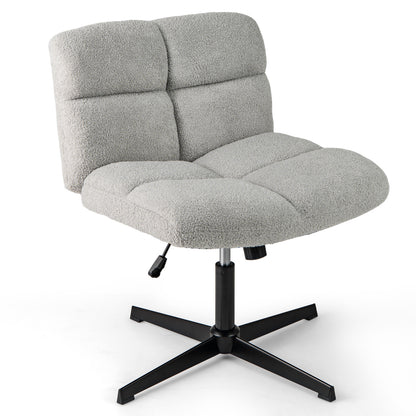 Armless Office Chair with Lamb Fleece & Adjustable Height