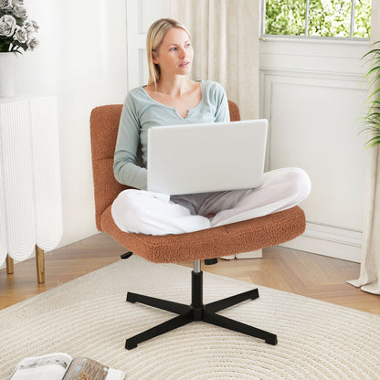 Armless Office Chair with Lamb Fleece & Adjustable Height