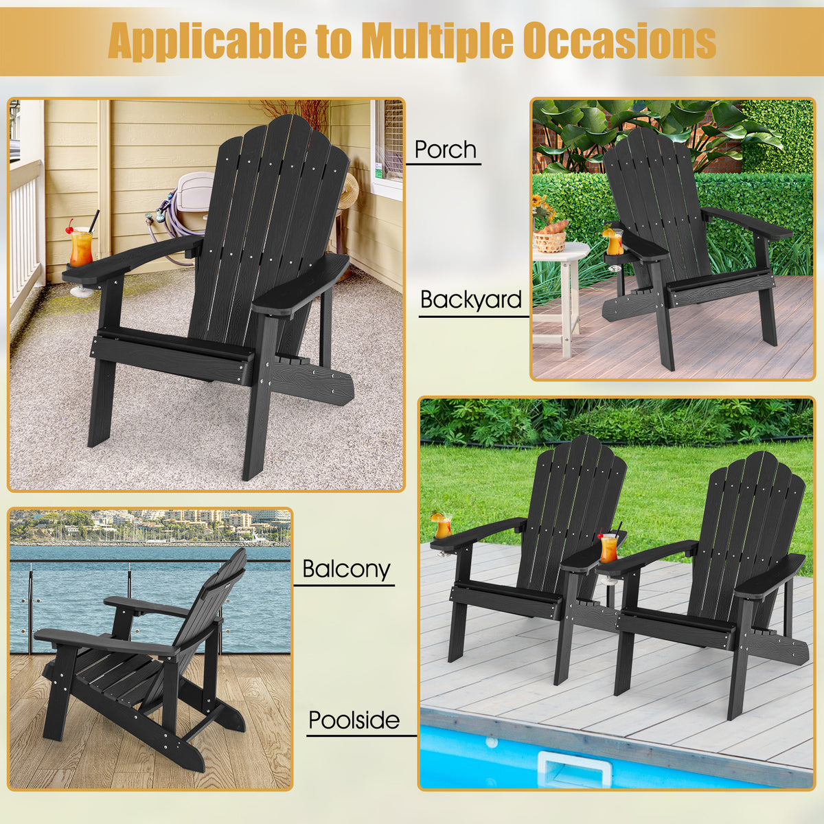 Adirondack Chair with Cup Holder - Weather Resistant HIPS