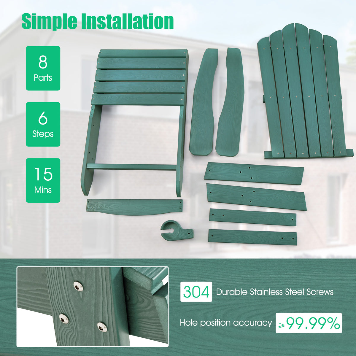 Adirondack Chair with Cup Holder - Weather Resistant HIPS
