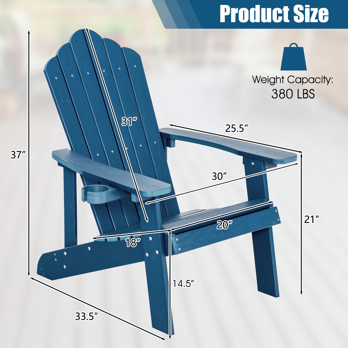 Adirondack Chair with Cup Holder - Weather Resistant HIPS