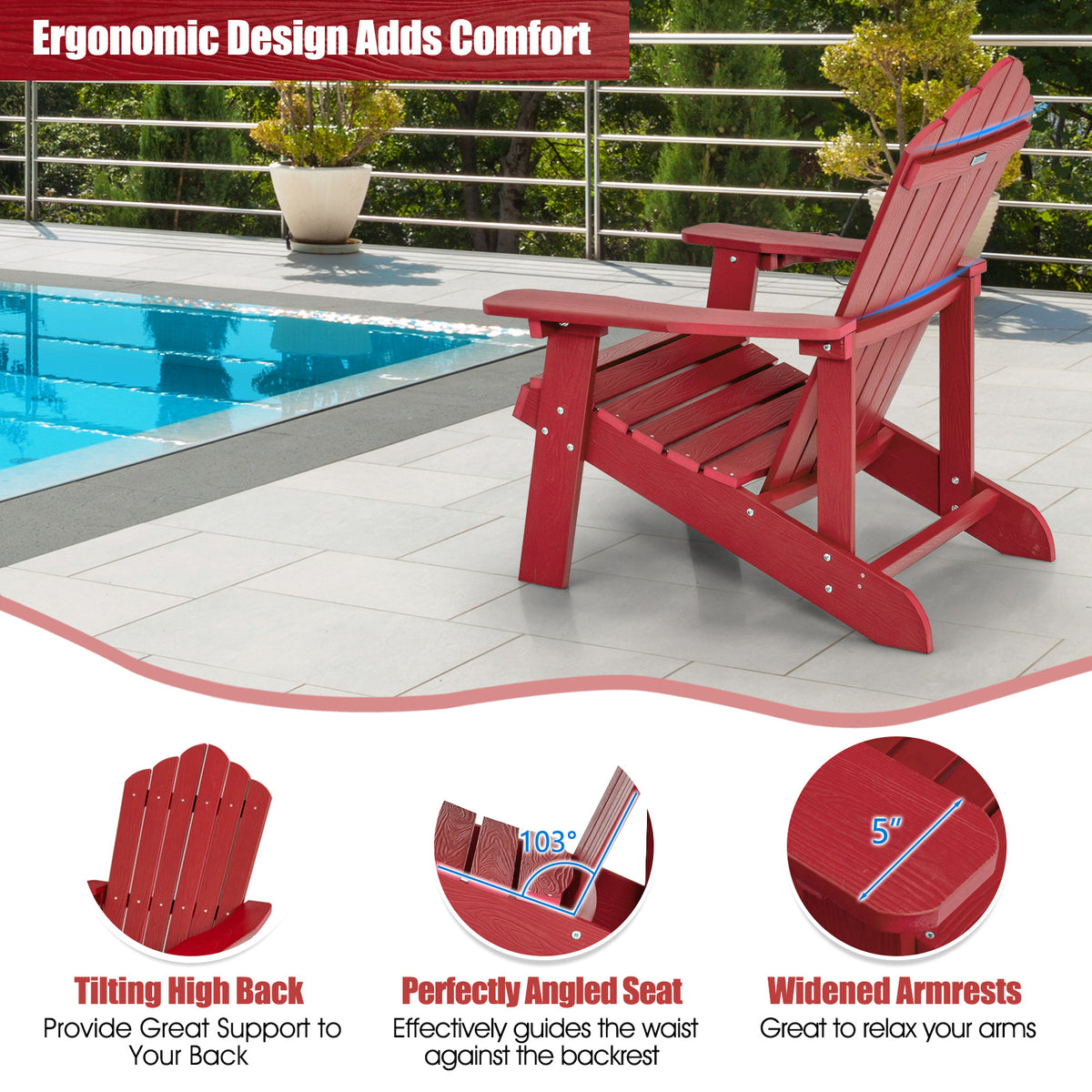 Adirondack Chair with Cup Holder - Weather Resistant HIPS
