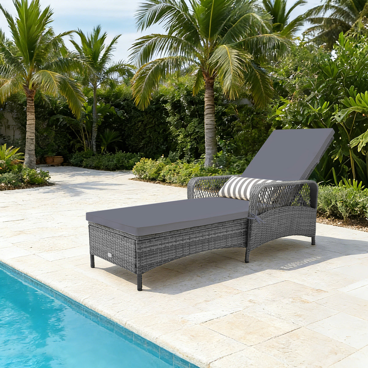Outdoor Chaise Lounge Chair with 6-Position Adjustable Backrest