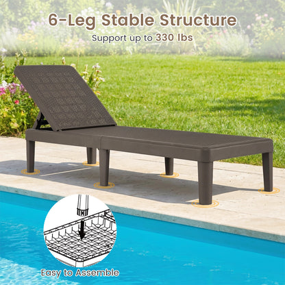 Outdoor Chaise Lounge Chair with 4-Position Adjustable Backrest