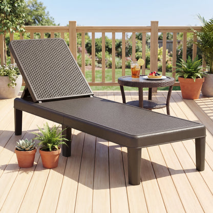 Outdoor Chaise Lounge Chair with 4-Position Adjustable Backrest