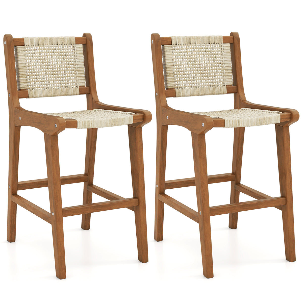 Counter Height Bar Stool with Teak Wood Frame