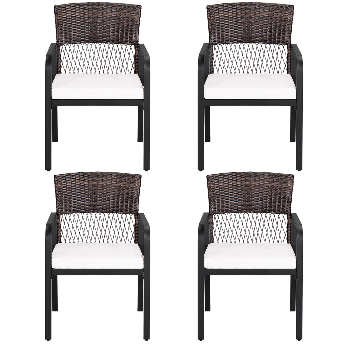 Patio Dining Chairs Set of 4 with Padded Cushions