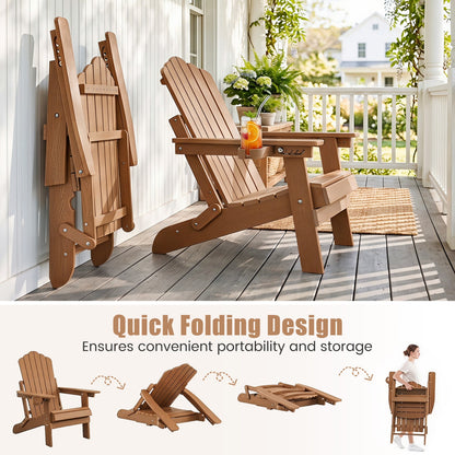 Folding Adirondack Chair with Adjustable Backrest & Cup Holder