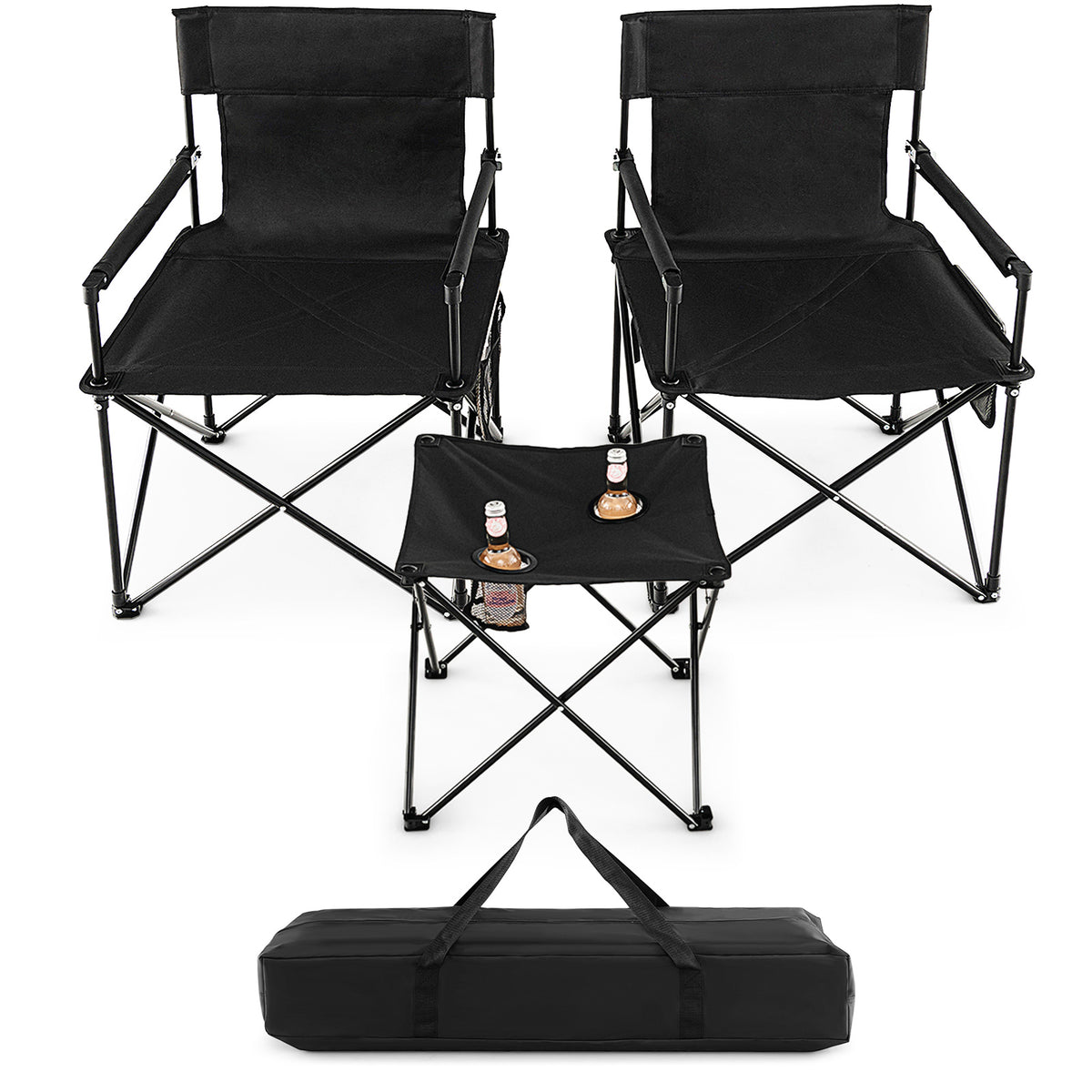 Folding Camping Table and Chairs Set with Carrying Bag