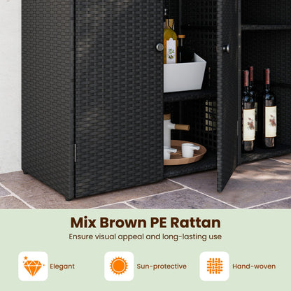 Outdoor Storage Cabinet with 3 Doors and Adjustable Shelves