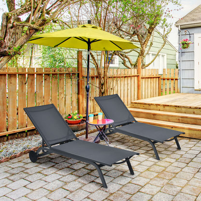 Adjustable Outdoor Chaise Lounge Chair with Wheels