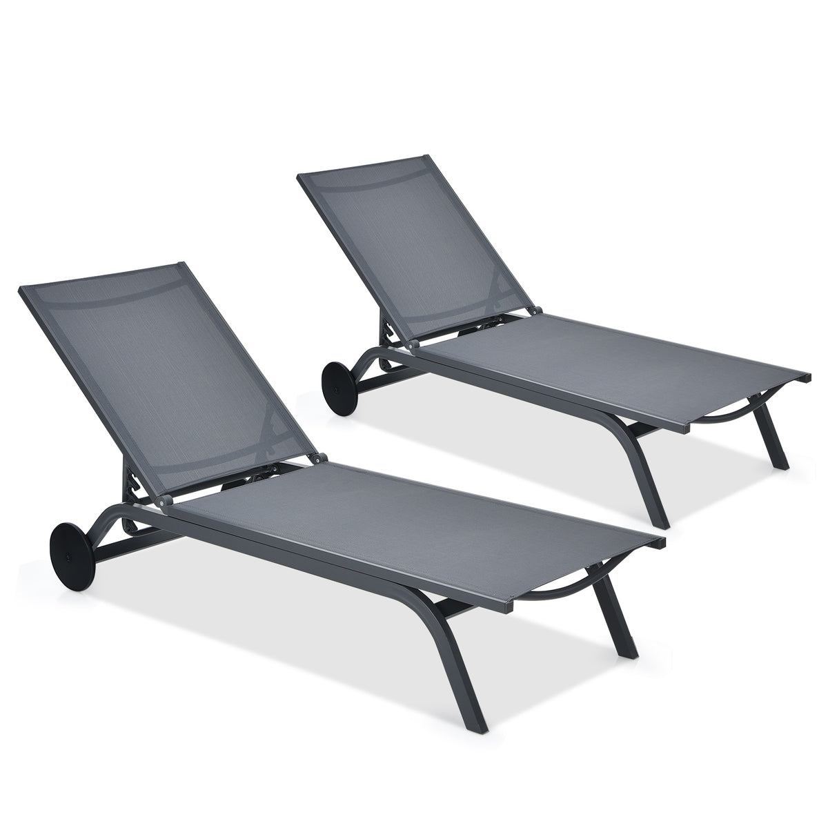 Adjustable Outdoor Chaise Lounge Chair with Wheels