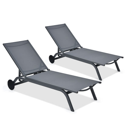Adjustable Outdoor Chaise Lounge Chair with Wheels